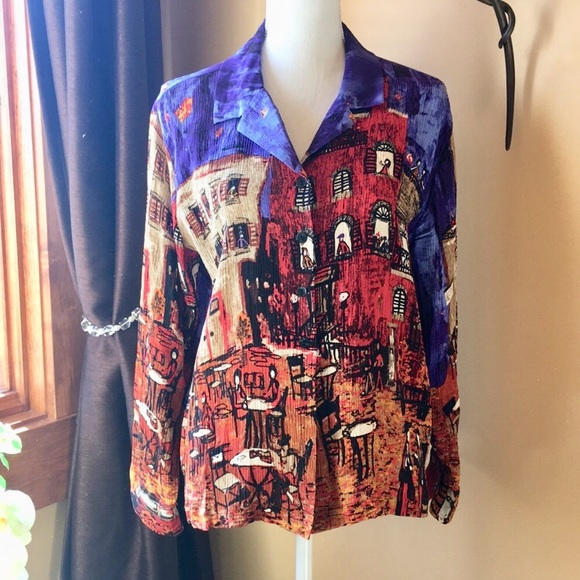 Chico's Tops - Chico’s Design silk blouse cafe scene